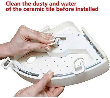 Triangular Shelf - Storage Rack - Bathroom Corner Shelf Triangular Handle Wall Mounting Bracket - Suitable for Kitchen and Bathroom Strong Suction Wall Mounted Shelf Storage Basket (No Drilling Required) - Product image 5