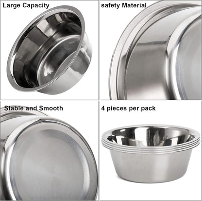 4-Pack Stainless Steel Food and Water Bowls for Cats and Dogs - Pet Food and Water Bowls - Pet Bowls - For Large, Medium, and Small Dogs - Kitten Bowls - Puppy Bowls - Product image 4