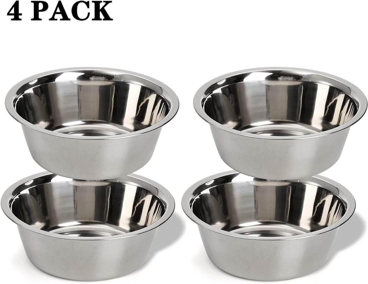4-Pack Stainless Steel Food and Water Bowls for Cats and Dogs - Pet Food and Water Bowls - Pet Bowls - For Large, Medium, and Small Dogs - Kitten Bowls - Puppy Bowls - Product image 6