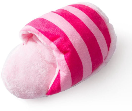 Dog Toys - Dog Cuddly Toy - Slipper Shape - Interactive - Dog Toy - Pink Stripes - Main product image