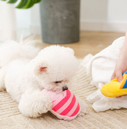 Dog Toys - Dog Cuddly Toy - Slipper Shape - Interactive - Dog Toy - Pink Stripes - Product image 2