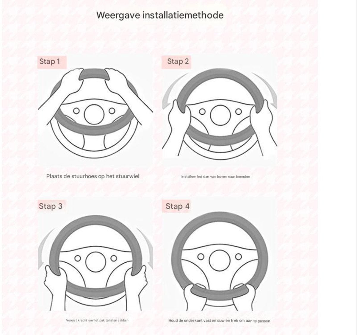 Steering wheel cover - car handle cover - non-slip handle cover - black and red - elastic steering wheel cover - Product image 4