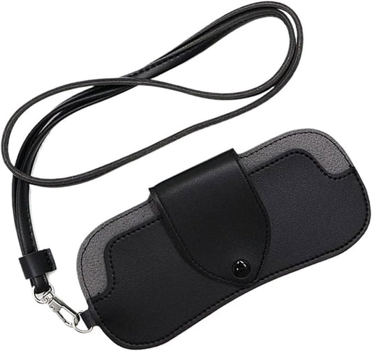 Portable Sunglasses Case - Glasses Case with Neck Strap - Dimensions: 16.5 x 7.4 x 0.9 cm - Compact and Durable Design - Perfect for Hiking, Camping and Traveling - Black - Main product image