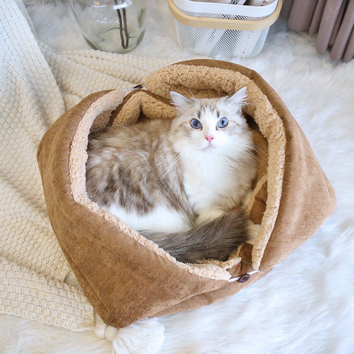 Dog Bed - Cat Bed - Dog Mat - 2-in-1 Warm Cat Bed - Pet Bed - Cat Sofa - Cat - Soft and Fluffy - 70*50cm - Product image 2