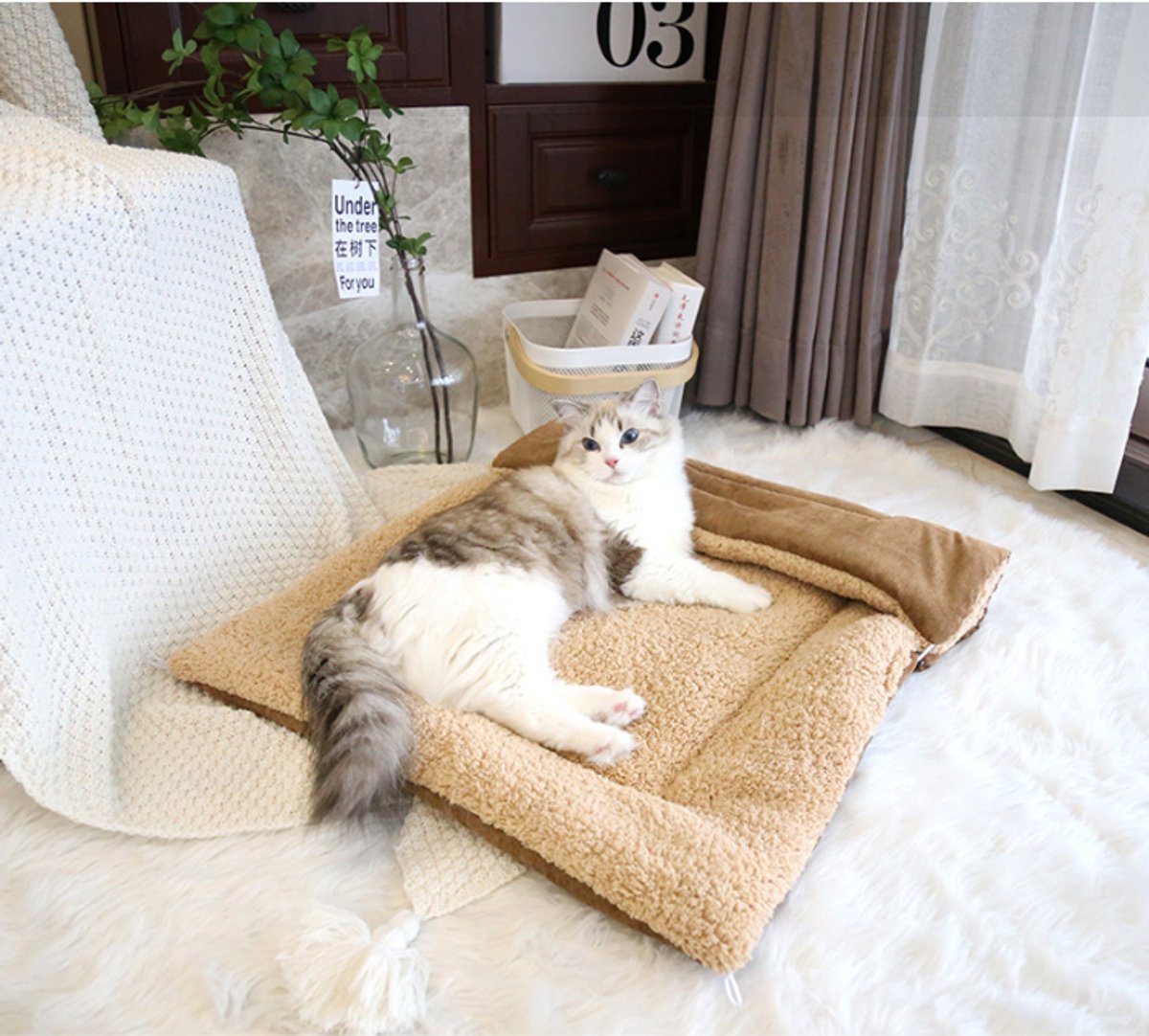 Dog Bed - Cat Bed - Dog Mat - 2-in-1 Warm Cat Bed - Pet Bed - Cat Sofa - Cat - Soft and Fluffy - 70*50cm - Product image 5