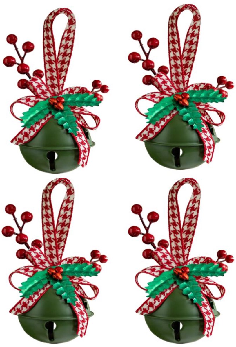 Decoration Christmas Bell Accessories with Bow - Wind Chime Pendant - Home Decoration (4 pieces) - Main product image