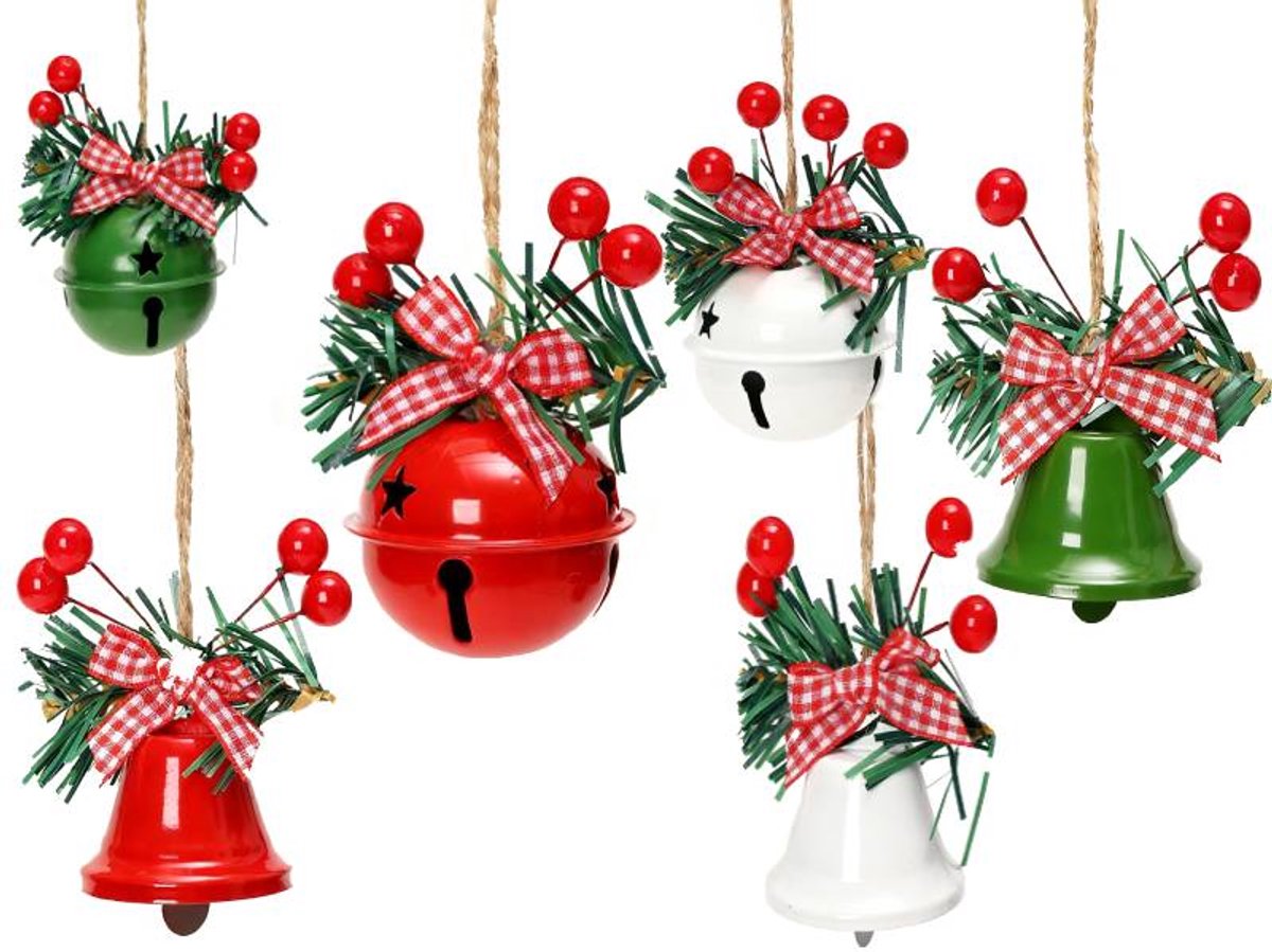 Christmas Bells - 6 - Christmas Tree Decorations - Metal Bells - Christmas Decorations - DIY Metal Bell Hangers - Main product image