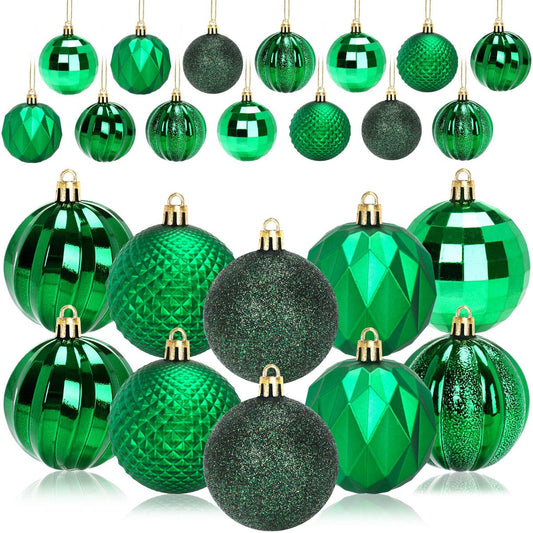 Christmas Baubles - 24 pieces - Large size, 6 cm diameter - Unbreakable plastic - Christmas tree decoration - Various Christmas bauble decorations suitable for weddings, Mother's Day party decorations (vegetable) - Main product image