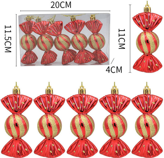 Christmas Decorations - Christmas Decorations - Painted Candy Christmas Tree Decorations - Red (5 per box) - Main product image