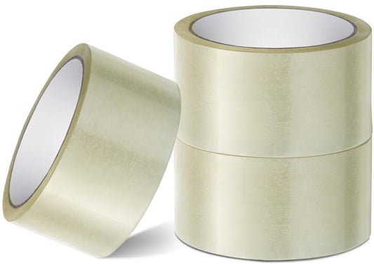 Transparent packaging tape on a roll - 48 mm x 66 m - Strong - Low noise - Strong, extra adhesive - For packing boxes - Parcel tape for shipping and long-term storage (transparent, 3 rolls) - Main product image
