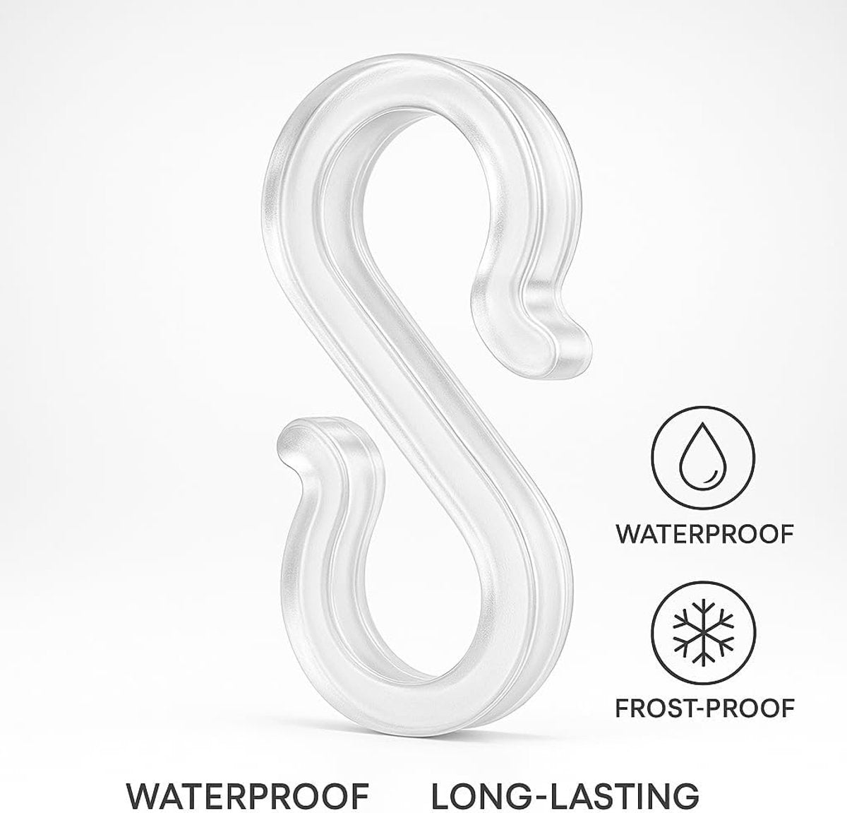 Hooks - Groove Hooks - 50 pieces - 3.5 cm - Transparent - Reusable plastic - Mini S-shaped design - Groove clips for outdoor lighting - Holds Christmas decorations securely - Product image 4