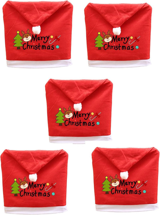Chair Covers (5 Pieces) - Dining Chair Cover - Sofa Cover - Chair Covers - Christmas Chair Covers - Perfect for Christmas Holiday Dining Table and Chair Decorations - Home Kitchen Party Decorations - Main product image