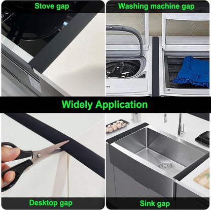 Sealing Strip for Hobs - Silicone Sealing Strip - Gap Filler Strip - Seals gaps between kitchen countertops, appliances, stoves, ovens, washing machines and dryers - Set of 2 (Black)
