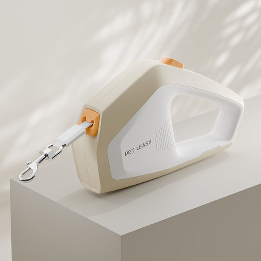 Dog Leash - Retractable Dog Leash - Strong Nylon Rope - 16 Feet (4.9 Meters) - One-Hand Brake, Stop, and Lock - Suitable for Medium and Large Dogs up to 105 lbs (49.9 kg) - Suitable for Walking and Training (White) - Main product image