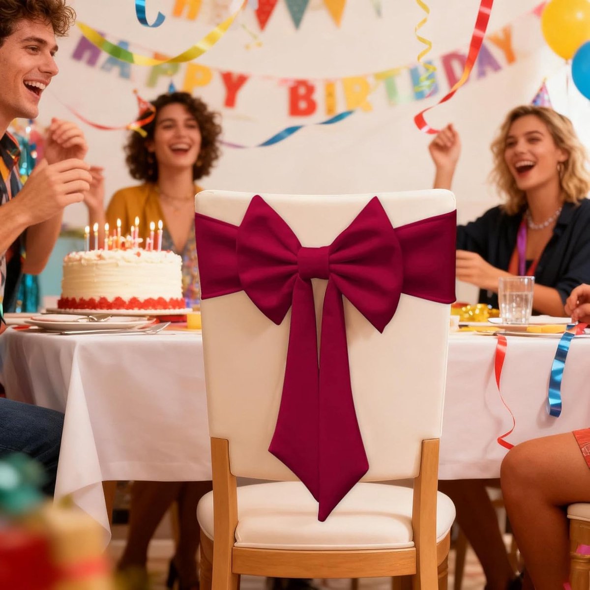 Chair Covers - 2 pieces - Christmas bow on chairs - Christmas accessories - Chair covers for home - Suitable for holidays - Parties - Weddings - Outdoor kitchens - Restaurants - Hotels - Product image 3