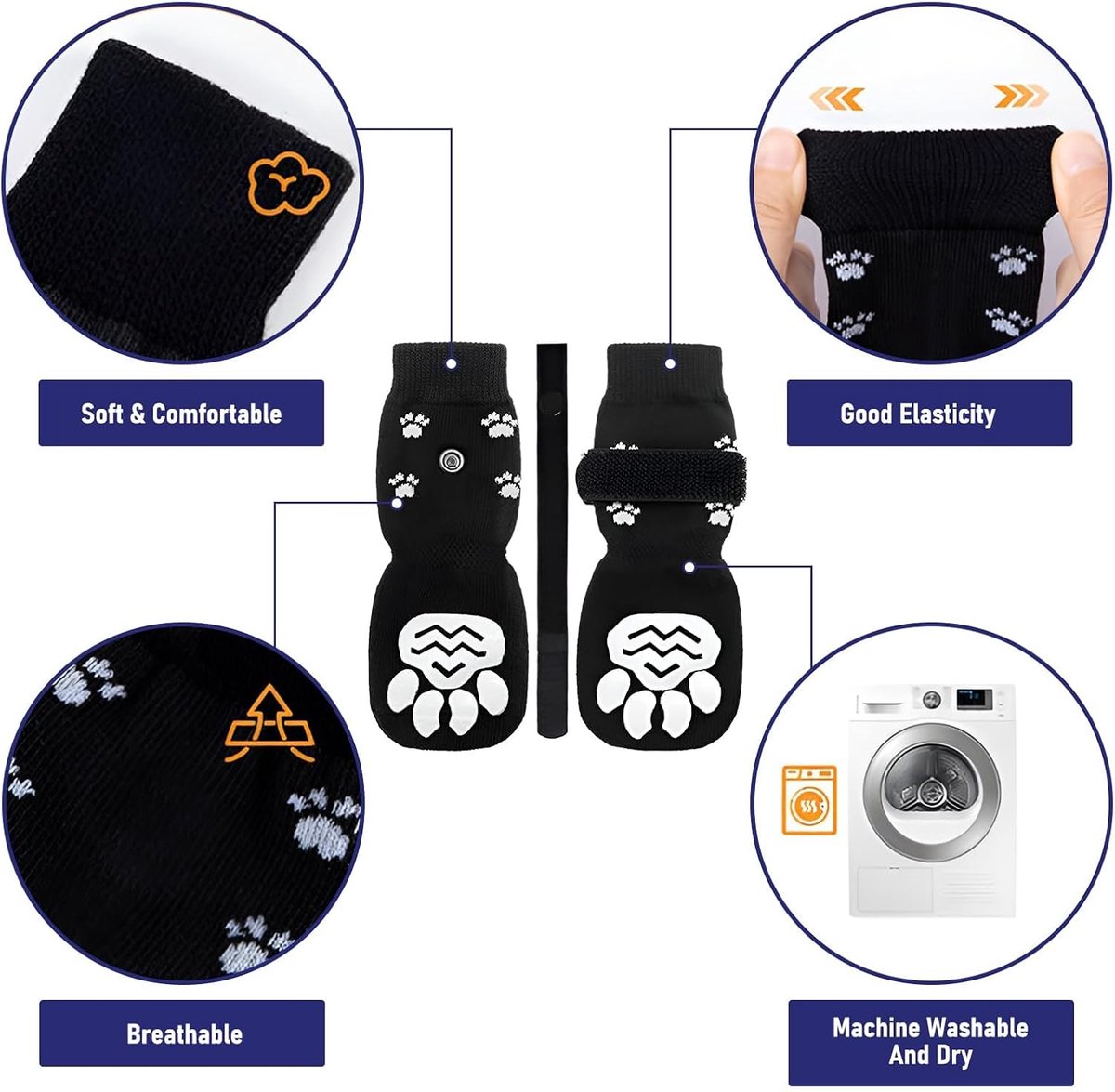 Dog Shoes - Dog Shoe Paw Pads - Non-slip Dog Socks 4-Piece Set - Dog Socks with Adjustable Shoulder Straps - Cotton Dog Socks Suitable for Small and Large Dogs - Waterproof - Non-slip - Dog Shoes (L) - Product image 2
