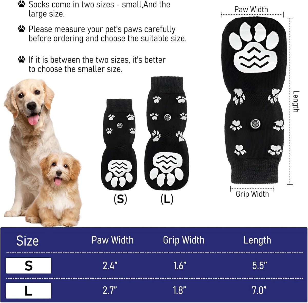 Dog Shoes - Dog Shoe Paw Pads - Non-slip Dog Socks 4-Piece Set - Dog Socks with Adjustable Shoulder Straps - Cotton Dog Socks Suitable for Small and Large Dogs - Waterproof - Non-slip - Dog Shoes (L) - Product image 5