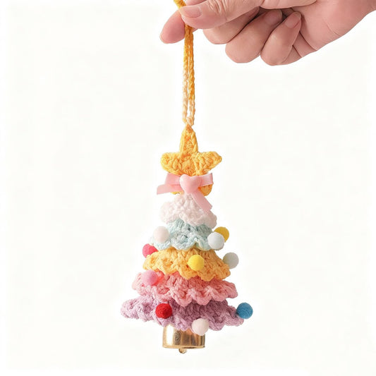 Christmas Decorations - Crochet Christmas Tree Bell Decorations - Small Christmas Decorations - Car Decorations - Style E - Main product image