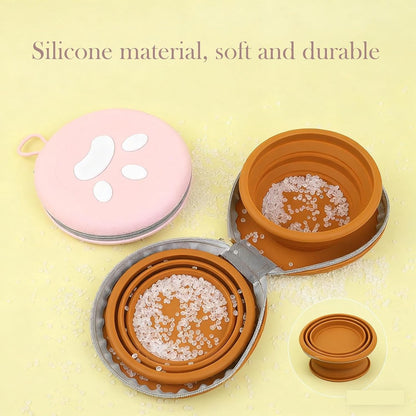 Dog Food Bowl - Foldable Dog Food Bowl - Outdoor Pet Food Bowl - 2-in-1 Dog Food Bowl - with Zippered Storage Bag and Carabiner - Suitable for Travel, Hiking, Camping and Other Activities (Brown) - Product image 3