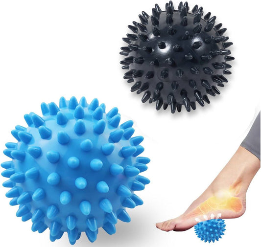 Massage Balls - (Pack of 3) - Trigger Point Massage Balls - Massage Balls with Soothing Points - Pointed Balls - Hedgehog Balls - Trigger Point Exercise Balls - For massaging leg, shoulder, hip and foot muscles (Blue/Black 7.5 cm) - Main product image