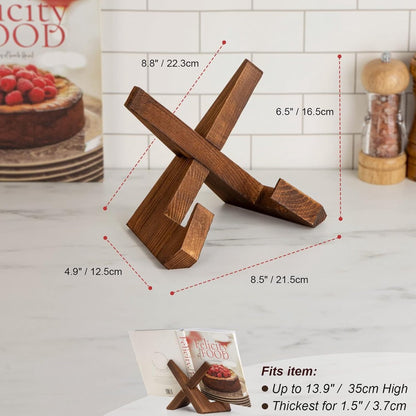 Recipe Rack - Wooden Recipe Shelf - Cookbook Rack - Multifunctional Display Rack - Kitchen Decoration - Brown - Product image 5