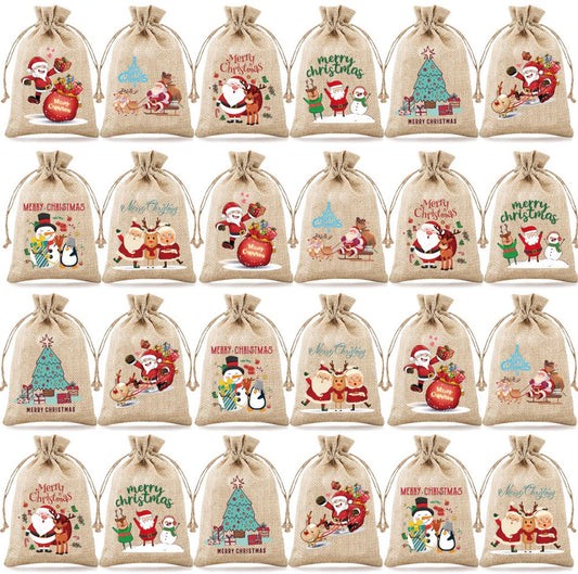 Gift Bags - 24 pcs - Candy Bags - Packaging Bags - Christmas Gift Bags - Christmas Party Decorations - Drawstring Bags - Gift Storage Bags for Kids - Main product image
