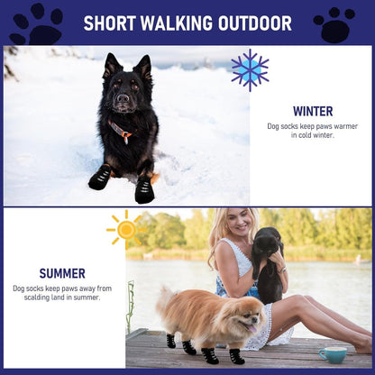 4-piece set of non-slip dog socks - Dog socks with adjustable shoulder straps - Cotton dog socks suitable for small and large dogs - Waterproof - Non-slip - Dog shoes (S) - Product image 4