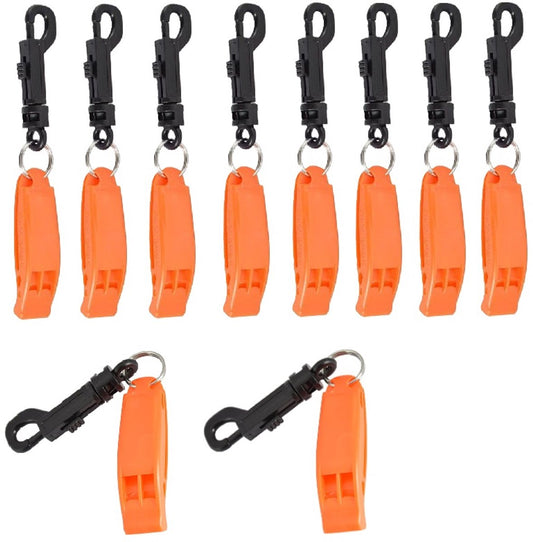 Emergency Whistle (10-Piece Whistle) - Sturdy and Durable Whistles, Suitable for Referees, Coaches, Emergencies, Lifeguards, Basketball, Football, Diving, Hiking, Adventure Sports, etc - Orange - Main product image