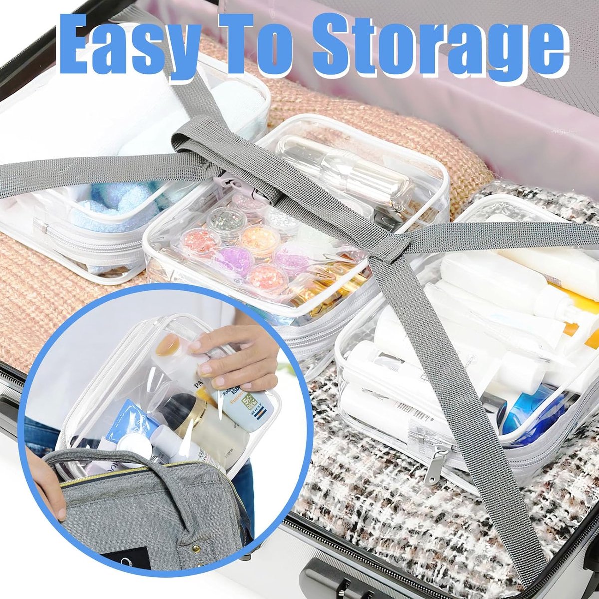 Storage Bag - 4 Pieces - Portable Storage Bag - Simple Makeup Bag - Foldable - Transparent - Product image 2