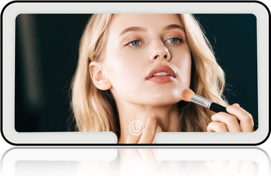 LED Lighted Sun Visor Mirror - Lighted Makeup Mirror - Dimmable Illuminated Makeup Mirror for Car - 3 Light Colors - Dimmable - Smart Touch - Type-C Charging Port - Main product image