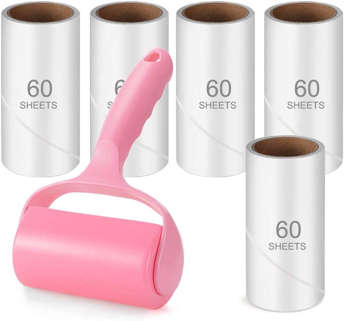 300 Sheet Lint Roller - Pet Hair Remover - Super Sticky Lint Remover Brush - Clothes Cleaner Roller - 1 Roller + 5 Refills - Main product image