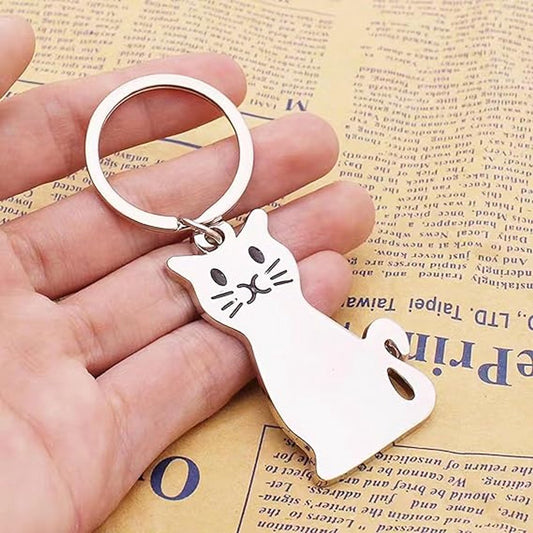 Keychain - Cat Keychain - Cute Keychain - Perfect Gift for Lovers, Friends and Best Friend - Silver - Main product image