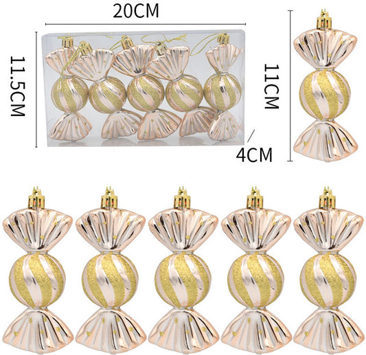 Christmas Decorations - Christmas Decorations - Painted Candy Christmas Tree Decorations - Champagne (5 per box) - Main product image