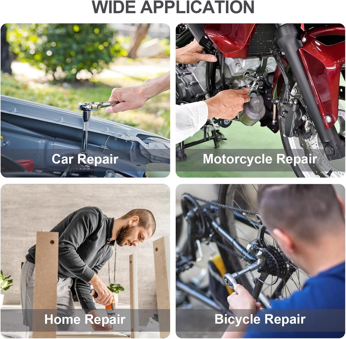 46-Piece Wrench & Ratchet Set - 1/4 Inch Metric for Cars - Compact Storage Case - Product image 5