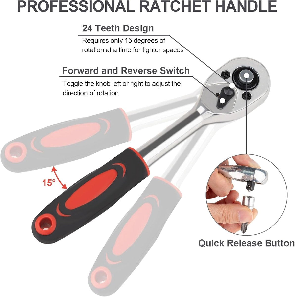 46-Piece Wrench & Ratchet Set - 1/4 Inch Metric for Cars - Compact Storage Case - Product image 6