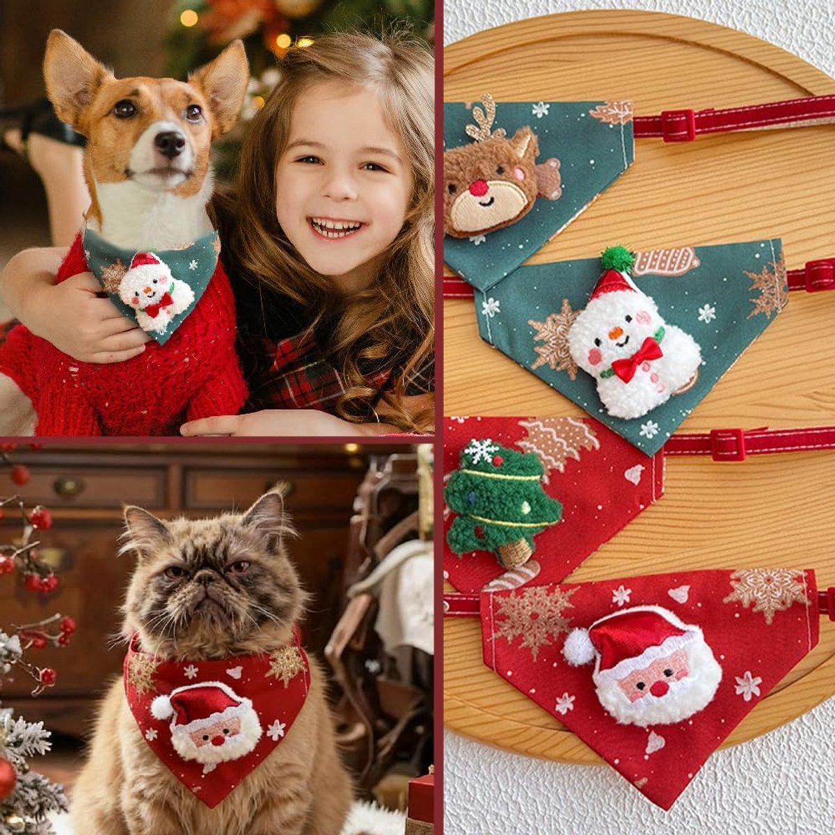 Pet Scarves - 4 Pack - Triangle Christmas Scarves for Dogs - Adjustable Scarves for Pets - Stylish and Breathable Bibs for Dogs - Buckle Design - Suitable for Autumn and Winter Christmas Outfits - Product image 3