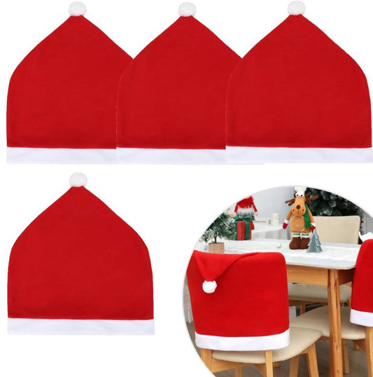 Chair Covers - 4 pieces - Christmas chair covers - Red chair covers - Christmas chair covers - Christmas decorations - Main product image