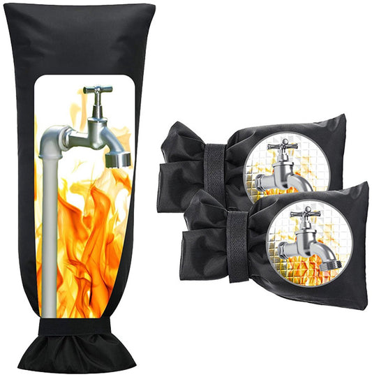 Anti-freeze cover for water taps - 3-piece pack - Insulated anti-freeze cover - Protective cover for water pipes against ice formation - Main product image