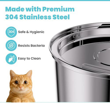Cat Drinking Fountain - Quiet Drinking Fountain for Cats - 3.2L Stainless Steel Water Fountain with Filter - Cat Water Fountain - Cat Drinking Bowl - Includes 4 Cat Fountain Filters - for Cats and Dogs - Product image 4