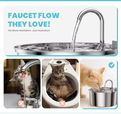 Cat Drinking Fountain - Quiet Drinking Fountain for Cats - 3.2L Stainless Steel Water Fountain with Filter - Cat Water Fountain - Cat Drinking Bowl - Includes 4 Cat Fountain Filters - for Cats and Dogs - Product image 5