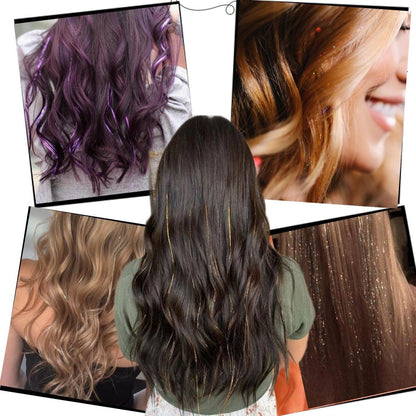 Hair Tinsels - Festival Hair Extensions - Glitter Hair Extensions - 12-Piece Clip-On Hair Accessory Set - 52cm Long Glitter Hair Extensions, for Christmas and New Year, Glitter Hair Extensions, Suitable for Women, Girls and Children (Black) - Product image 4