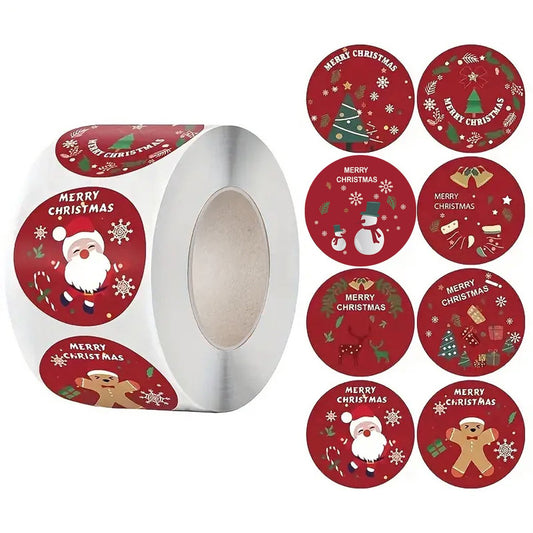 Stickers - Christmas Stickers - Cartoon Stickers - 2 Rolls - Approximately 500 stickers per roll - The best choice for decorating Christmas gifts - Main product image