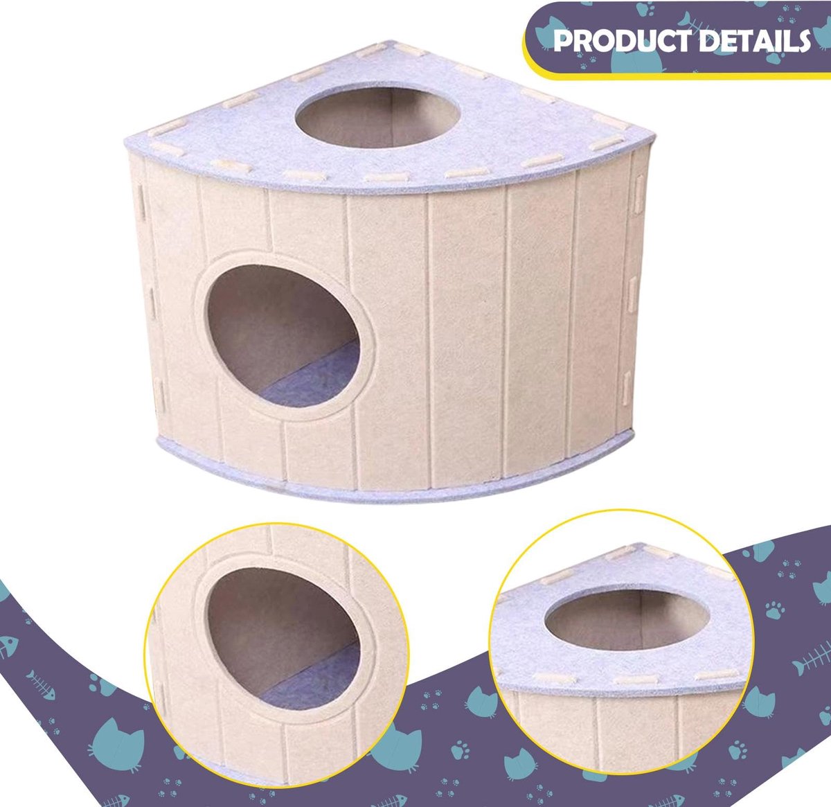 Cat House - Cat Basket - Cat Den - Felt-Shaped Cat Bed - Suitable for All Seasons - Warm | Scratch-Resistant - Pet Bed | Deep Sleeping Bed - Light Blue - Product image 2