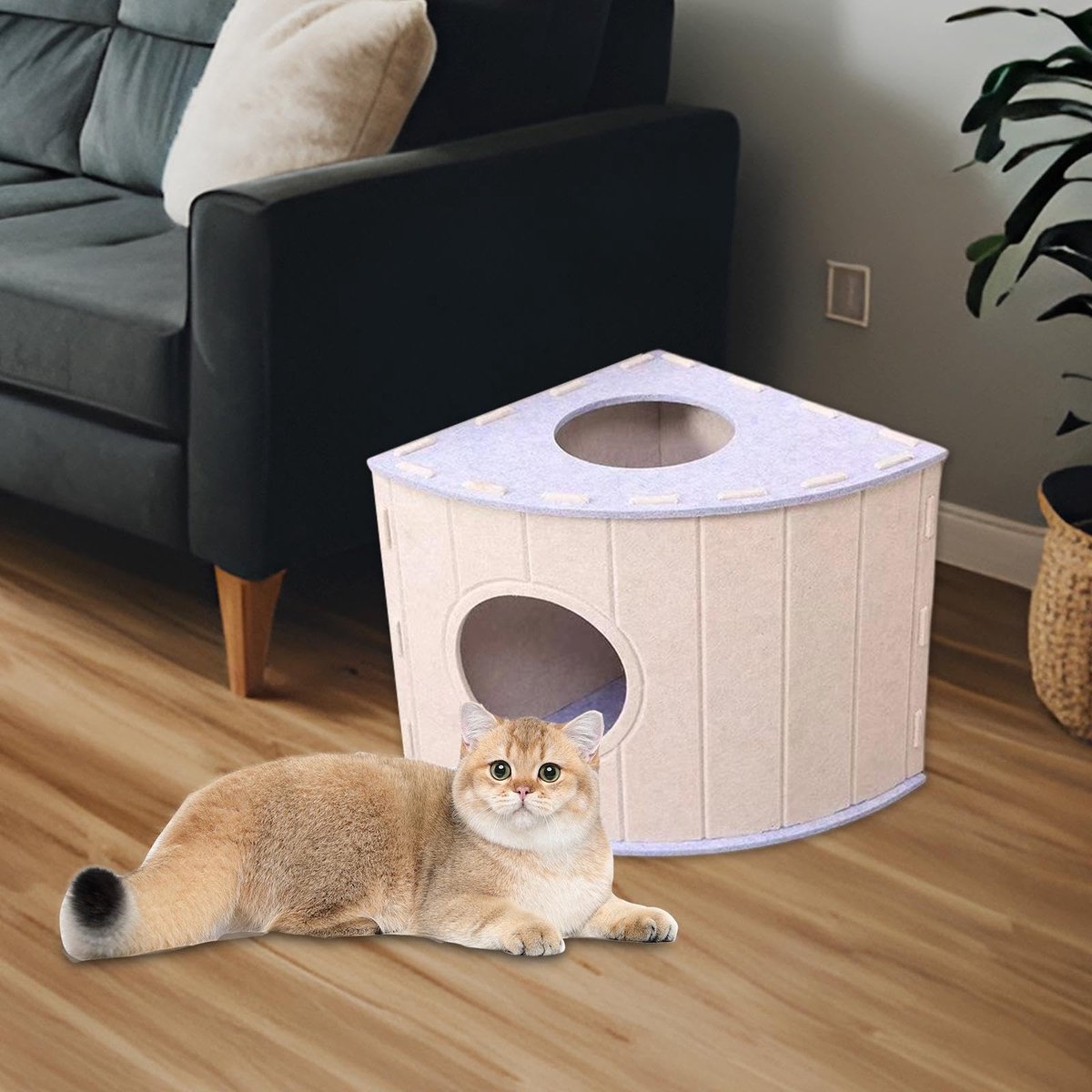 Cat House - Cat Basket - Cat Den - Felt-Shaped Cat Bed - Suitable for All Seasons - Warm | Scratch-Resistant - Pet Bed | Deep Sleeping Bed - Light Blue - Product image 4