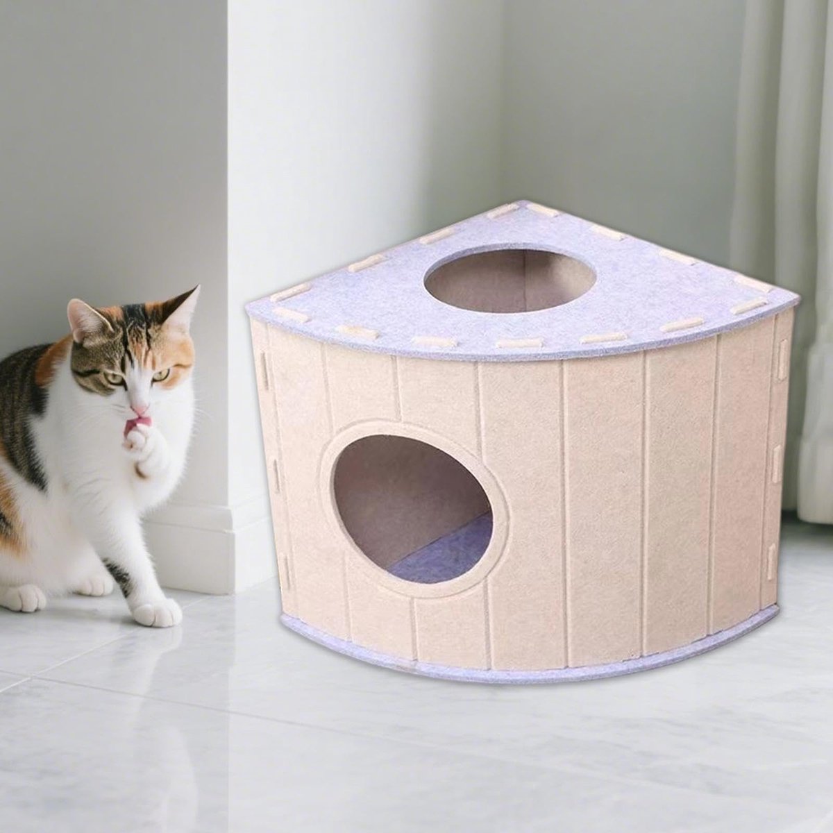Cat House - Cat Basket - Cat Den - Felt-Shaped Cat Bed - Suitable for All Seasons - Warm | Scratch-Resistant - Pet Bed | Deep Sleeping Bed - Light Blue - Product image 5