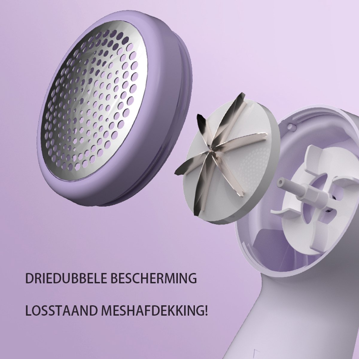Rechargeable Lint Remover with Display - Lint Remover - Suction and Shave Function - Lint Remover - Type-C Charging - 3 Working Modes & 6-Blade System - Purple - Product image 2