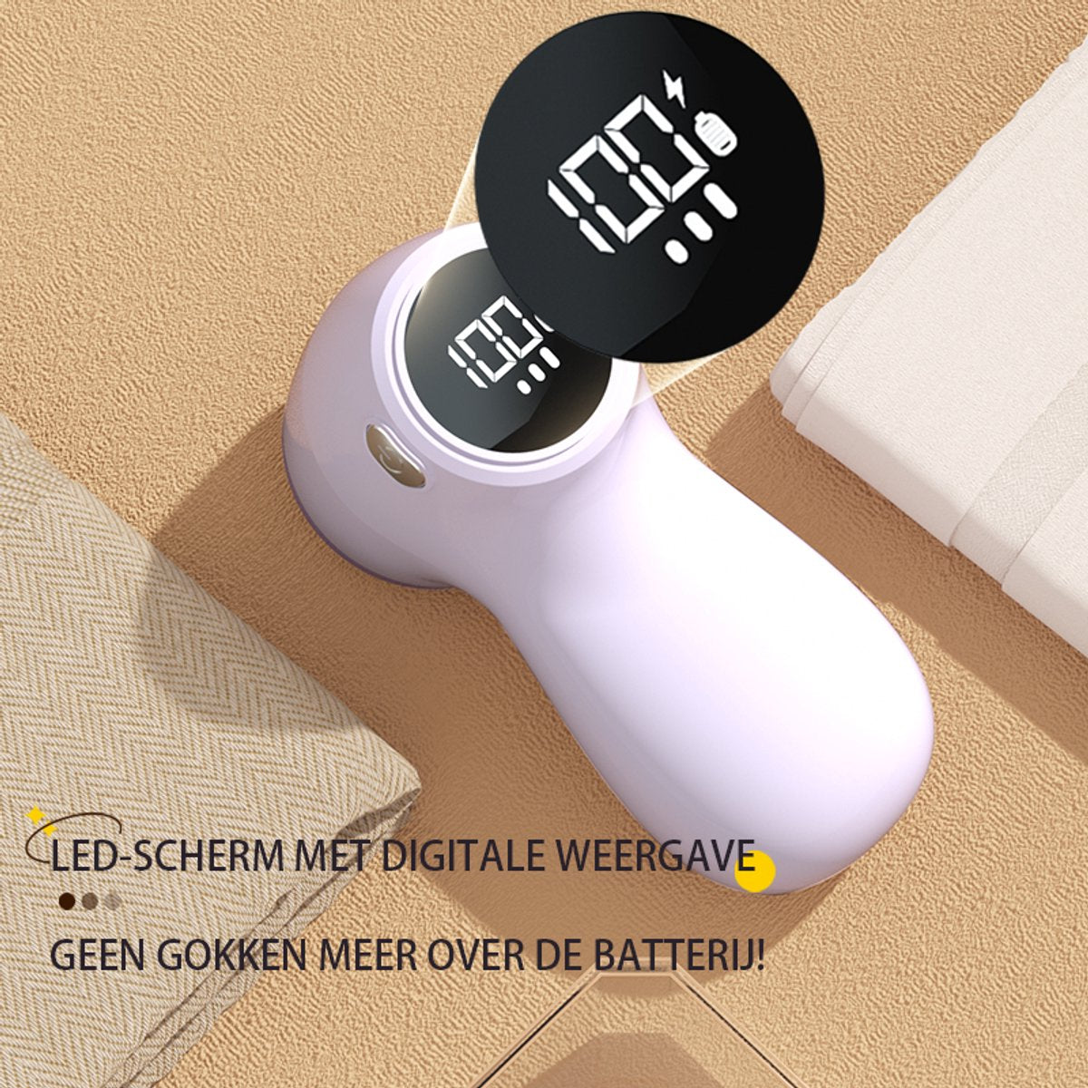 Rechargeable Lint Remover with Display - Lint Remover - Suction and Shave Function - Lint Remover - Type-C Charging - 3 Working Modes & 6-Blade System - Purple - Product image 3