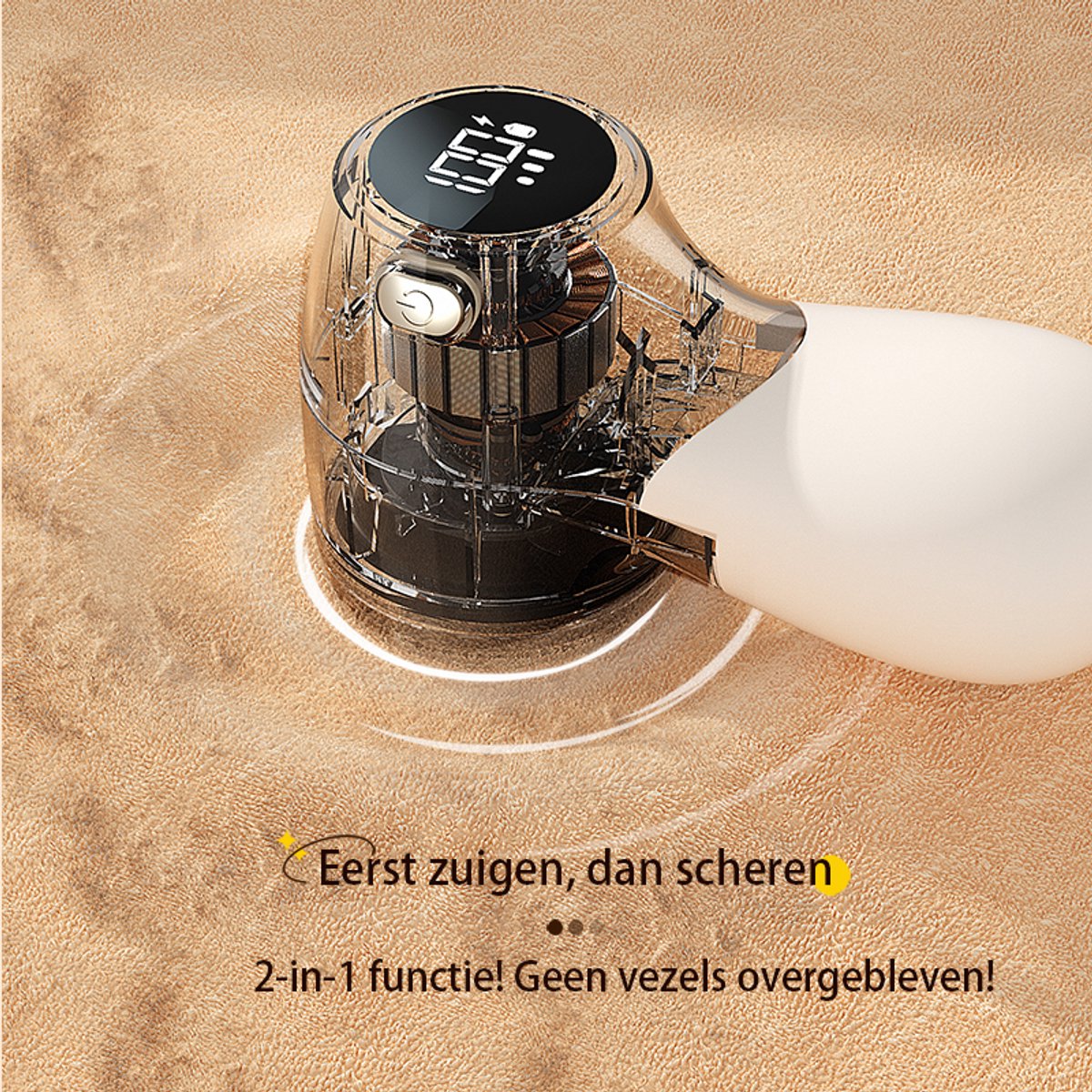 Rechargeable Lint Remover with Display - Lint Remover - Suction and Shave Function - Lint Remover - Type-C Charging - 3 Working Modes & 6-Blade System - Purple - Product image 5