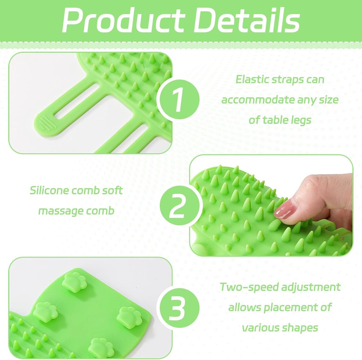 Cat Toys - Set of 4 - Scratching Post - Cat Comb - Made of Silicone - Reduces flying hair, scratching and itching - An excellent gift for cat lovers to give to their beloved pets. - Product image 3