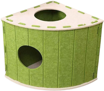 Cat House - Cat Basket - Cat Den - Felt-Shaped Cat Bed - Suitable for All Seasons - Warm | Scratch-Resistant - Pet Bed | Deep Sleeping Bed - Green - Main product image